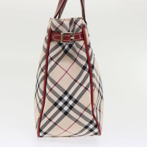 BURBERRY Nova Check Blue Label Hand Bag Canvas Beige Red Auth 46683 - Picture 4 of 16